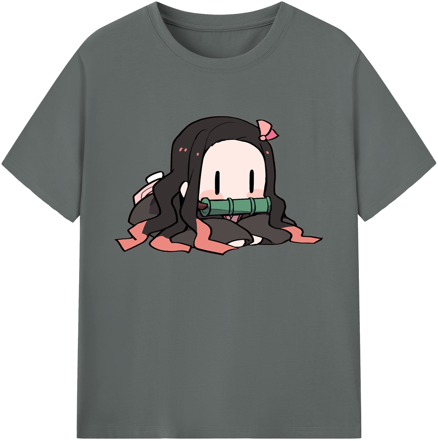 （画像用） 鬼滅の刃（きめつのやいば）竈門 禰󠄀豆子／かまど ねずこ Kamado Nezuko 綿100％ メンズ半袖Tシャツ｜肌触りやわらか＆通気性